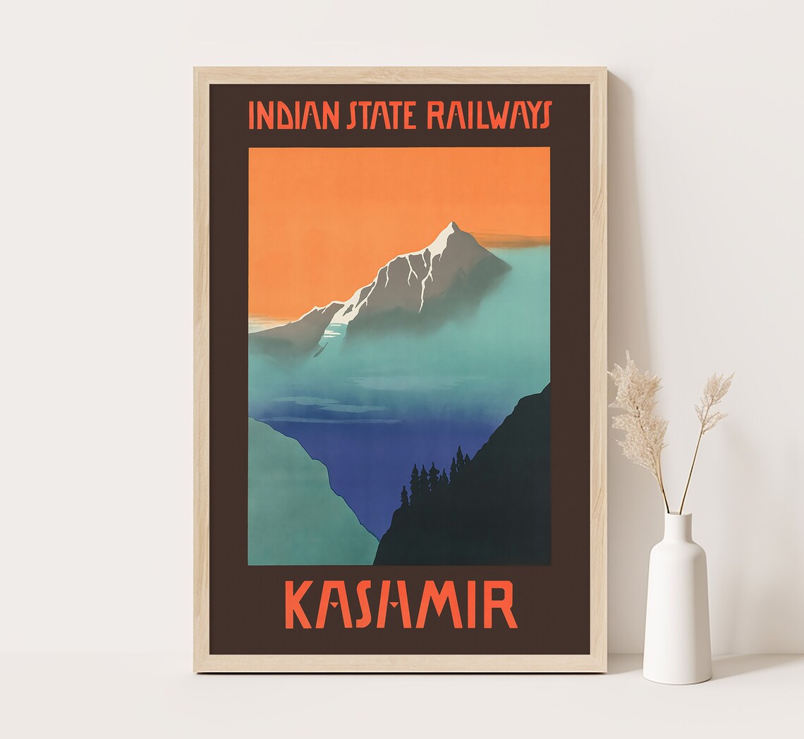 Kashmir Indian State Railways Vintage Travel Poster