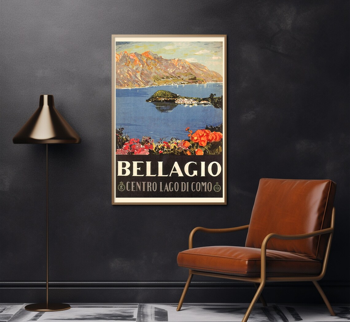 Bellagio, Lake Como Italy Vintage Travel Poster - Image 2