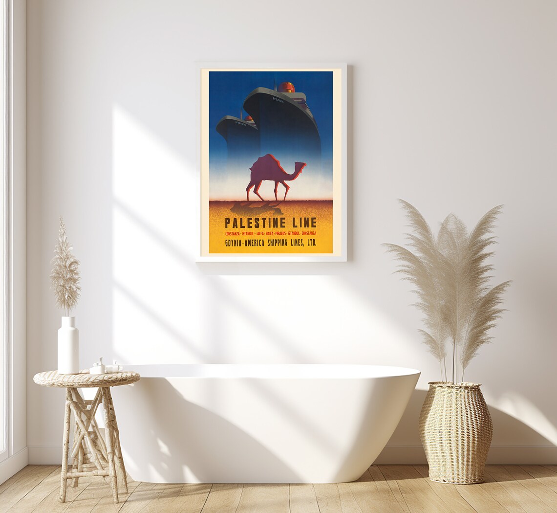 Palestine Line Camel Desert Ship Route Vintage Ocean Liner Poster - Image 2