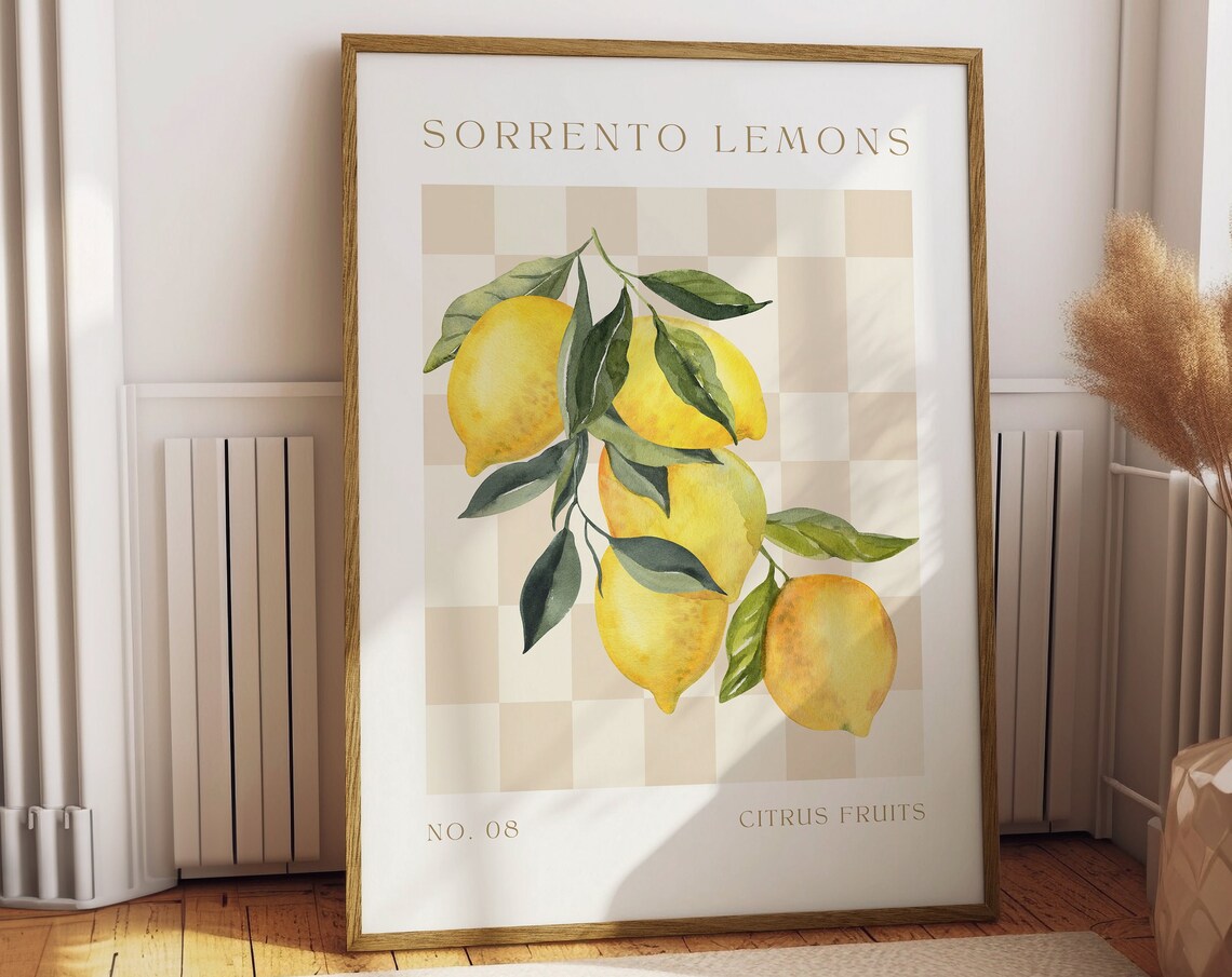Lemon Fruit Market Poster, Kitchen Wall Art