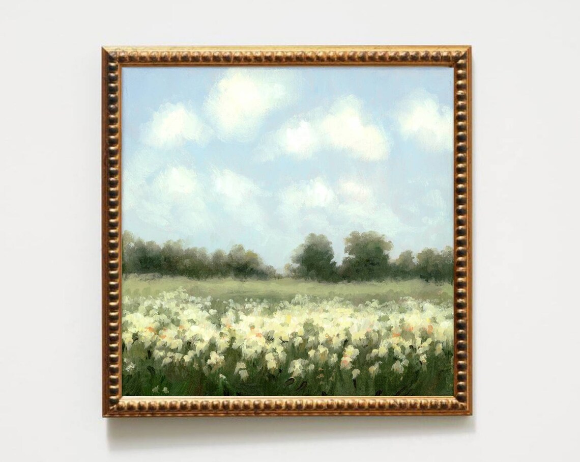 Meadow Flower Field Neutral Farmhouse Art Print