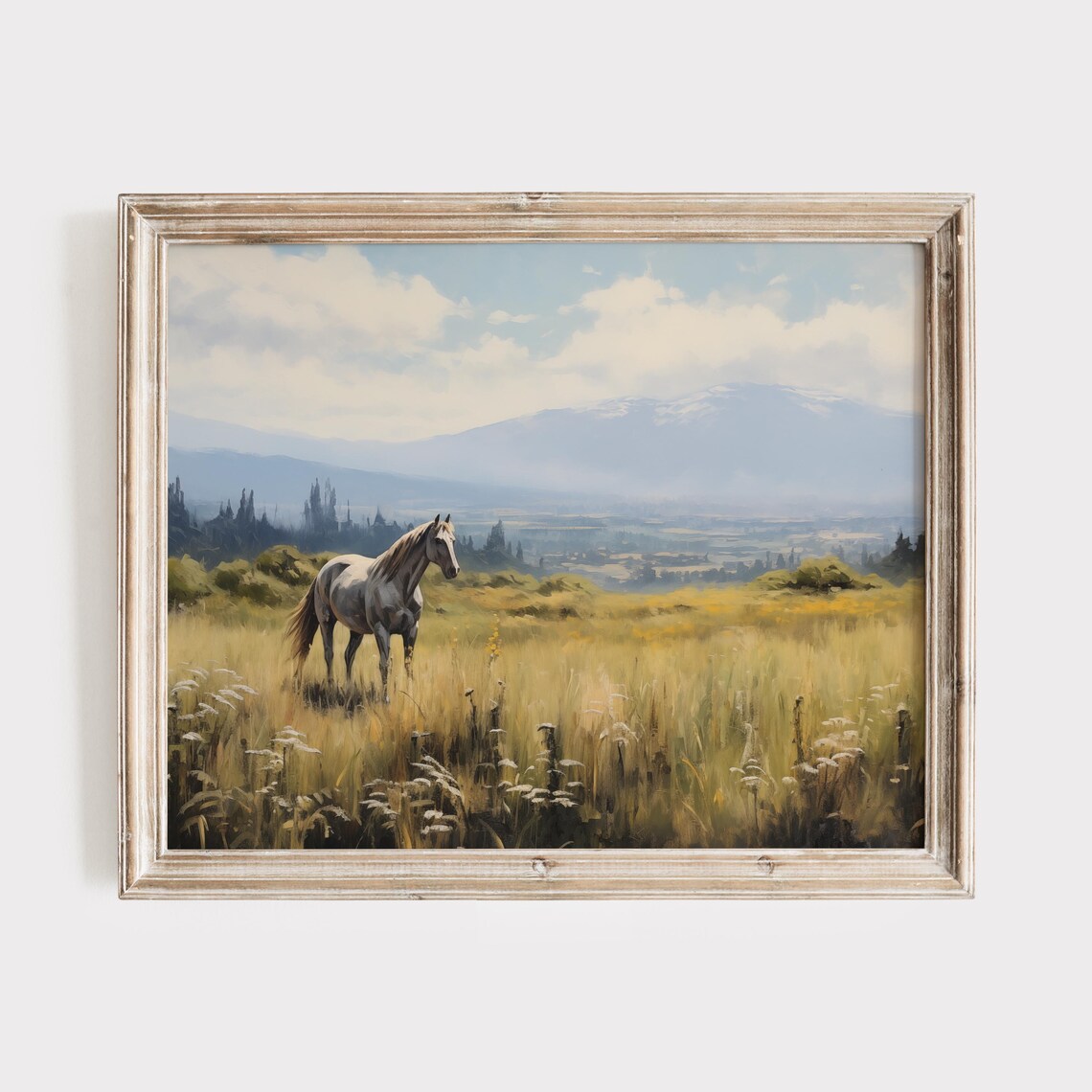 White Horse Standing In A Golden Meadow At Sunset Country Poster - Image 3