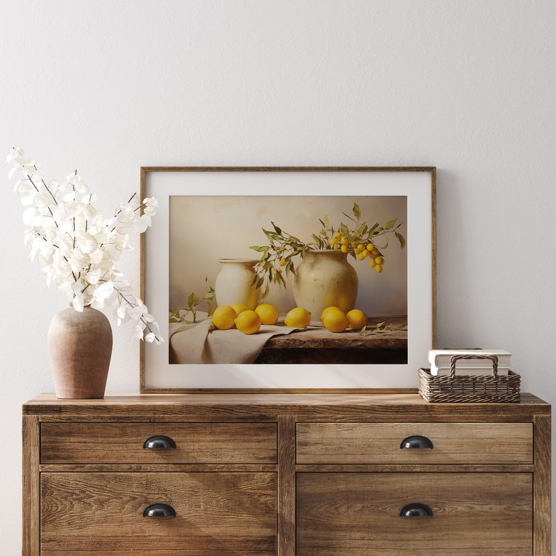 Lemons With Two Ceramic Pots On A Rustic Wooden Table Poster - Image 4