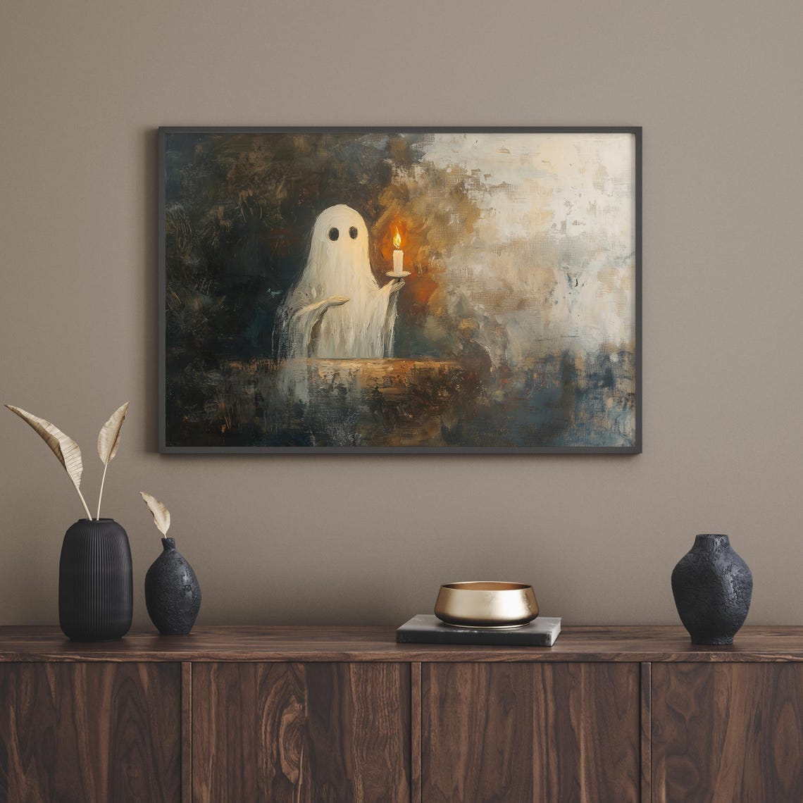 Sweet Ghost Holding a Glowing Candle in the Dark Night Poster - Image 4