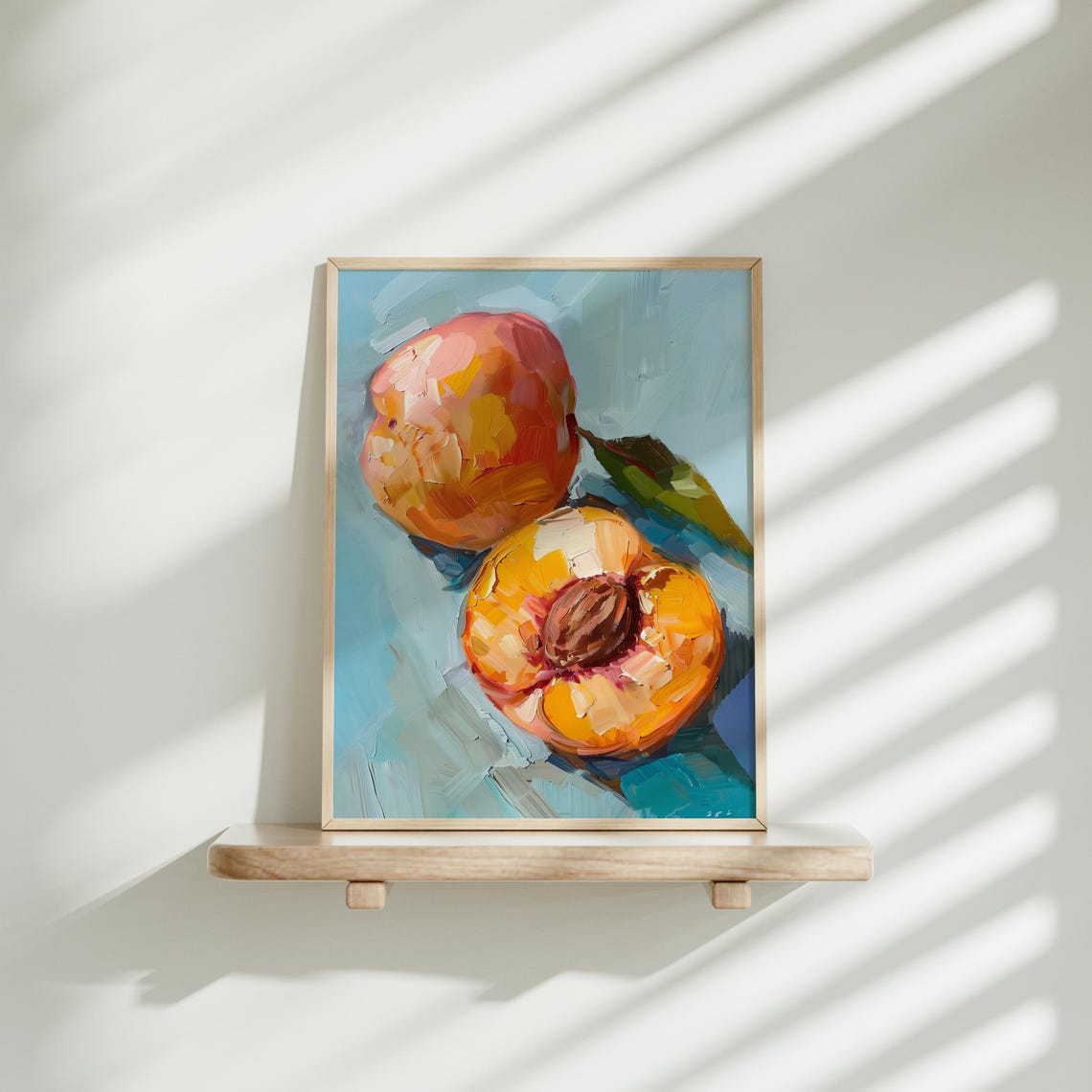 Vibrant Peach Still Life Modern Fruit Kitchen Wall Decor Poster - Image 2