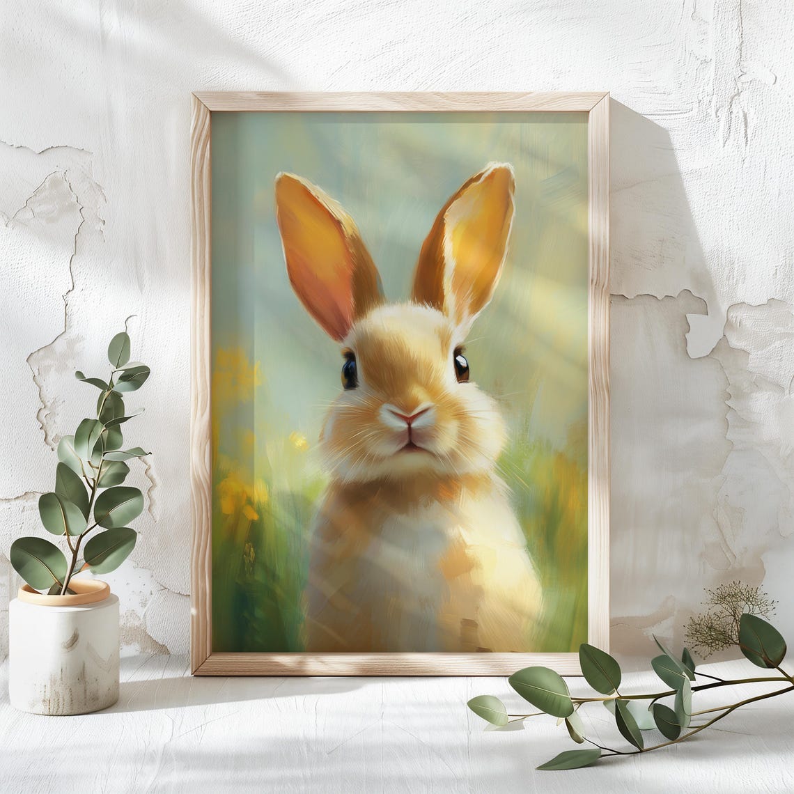 Close Up Portrait Of A Bunny Against A Soft Pastel Background Poster - Image 4