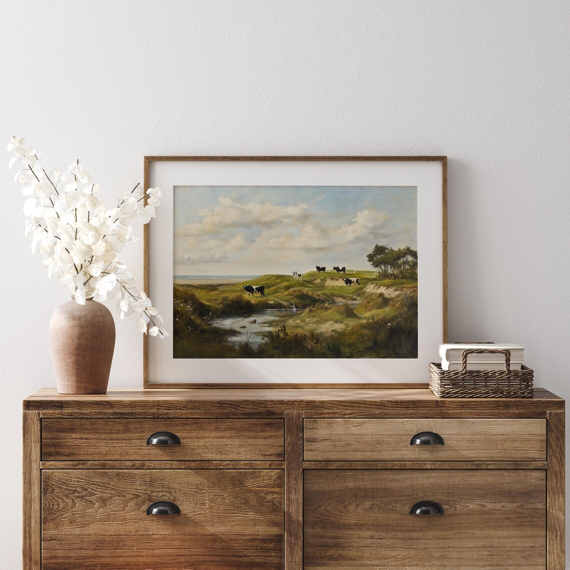 Cows Grazing in Pasture Vintage Rural Countryside Art Poster - Image 3