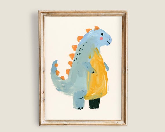 Dino Art Art Kids Animal Art Cute Dinosaur Painting Adorable Animal Fun Decor
