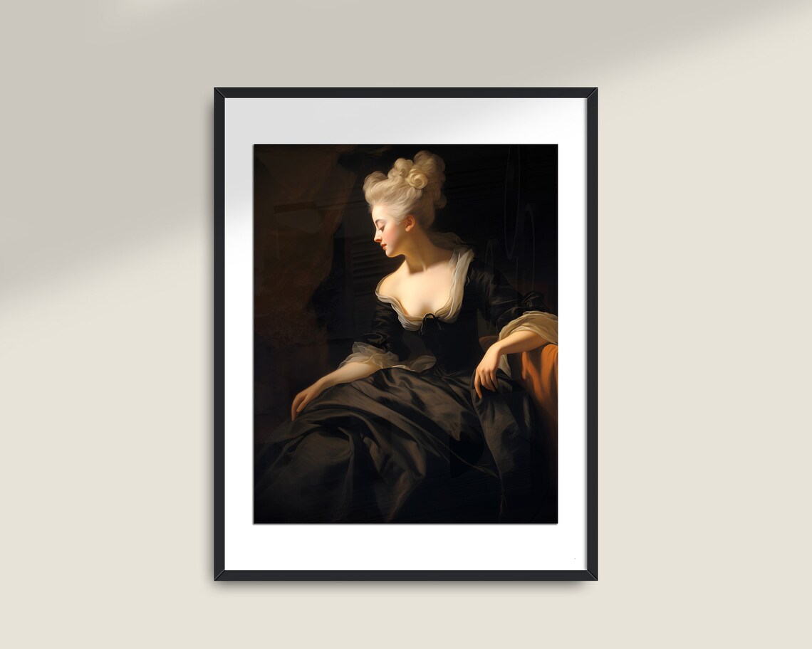 Moody Woman Portrait Art, Victorian Vintage Print - Image 2