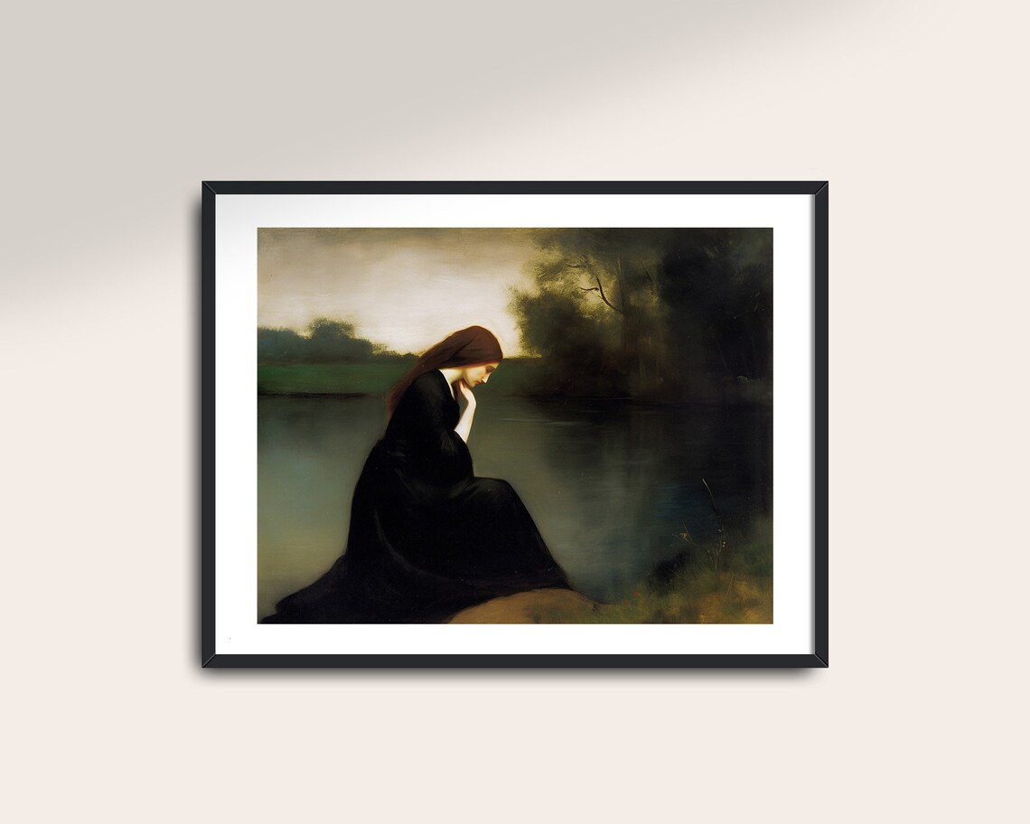 Moody Woman Portrait Vintage Dark Academia Art Print - Image 2