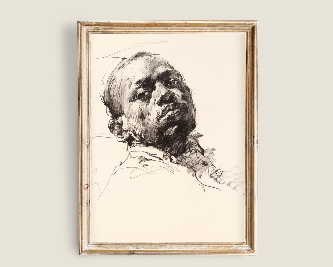 Black People Dark Academia Portrait Art Print