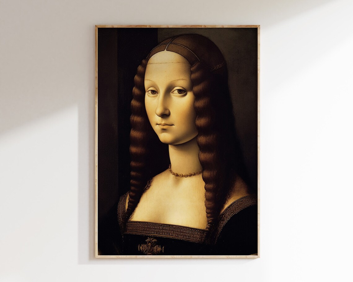 Renaissance Woman Braided Hair Vintage Oil Portrait Dark Academia Poster - Image 2