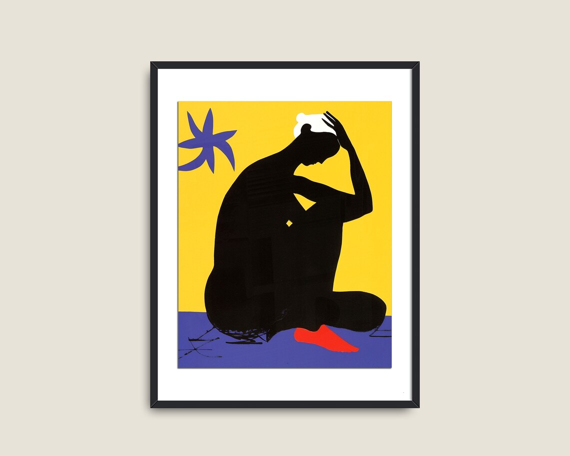 Abstract Black Silhouette Woman Yellow Bold Modernist Art Poster - Image 2