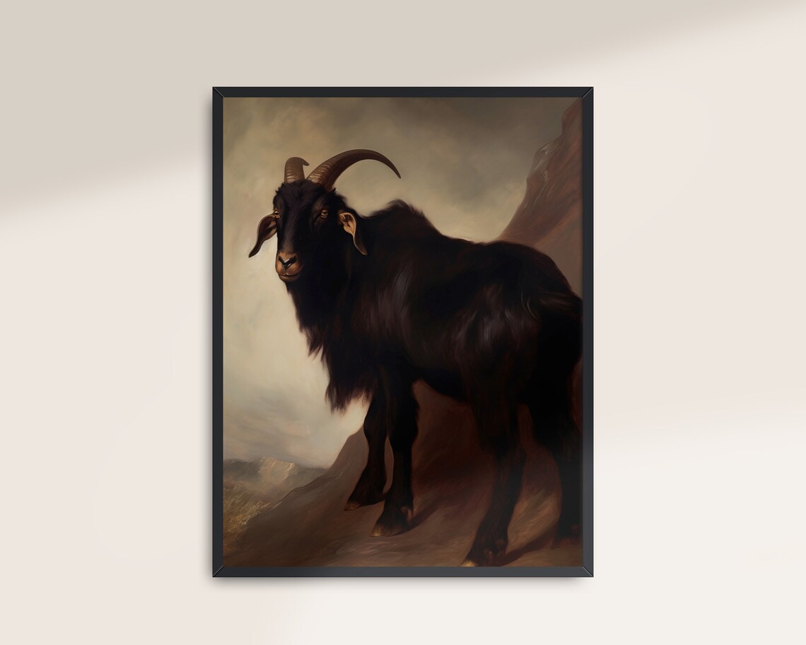 Black Goat Art Print, Dark Academia Decor - Image 2