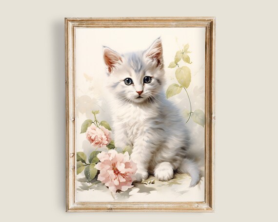 Vintage Cat Prints Antique Animal Decor Art Print