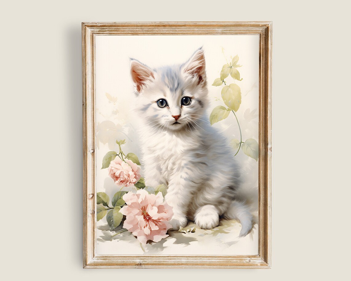 Vintage Cat Prints Antique Animal Decor Art Print