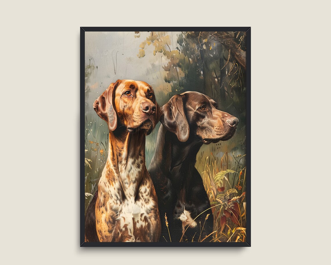 Two Hunting Pointer Dogs Field Vintage Sporting Dog Portrait Print - Image 3