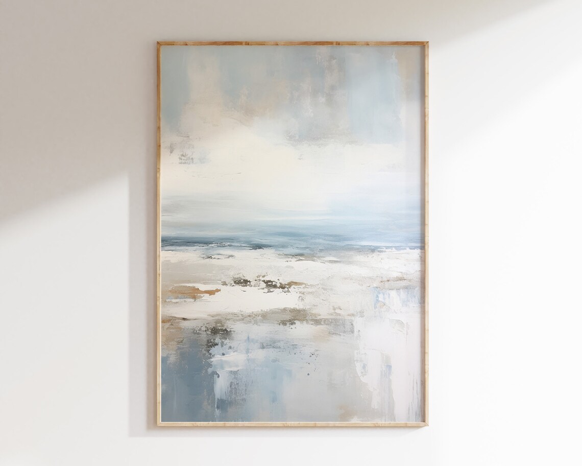 Blue Abstract Landscape, Minimalist Neutral Art Print - Image 2