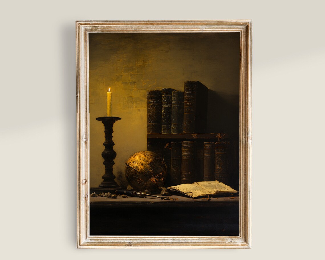 Victorian Books Vintage Dark Academia Art Print