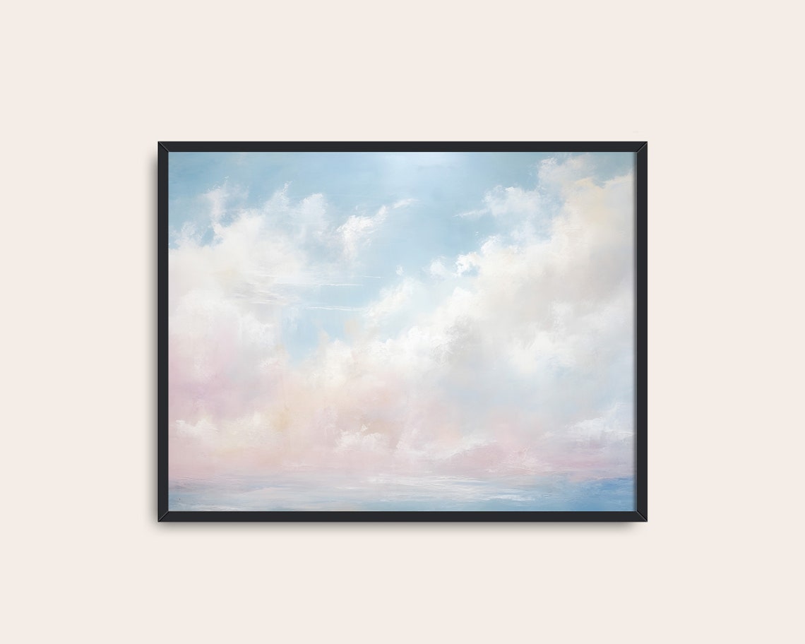 Pastel Blue Sky With Soft White Clouds Peaceful Cloudscape Poster - Image 3
