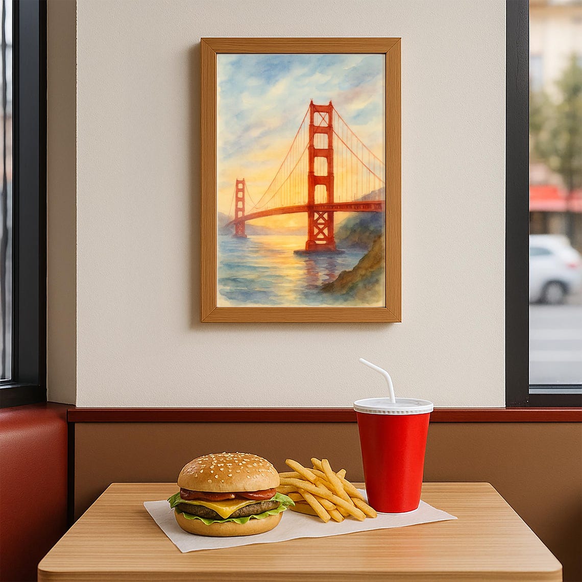 Golden Gate Bridge Watercolor Sunset San Francisco Bay Poster - Image 4