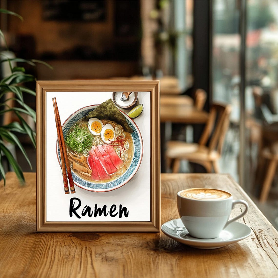 Ramen Bowl Overhead Illustration Chopsticks Egg Noodles Print - Image 2