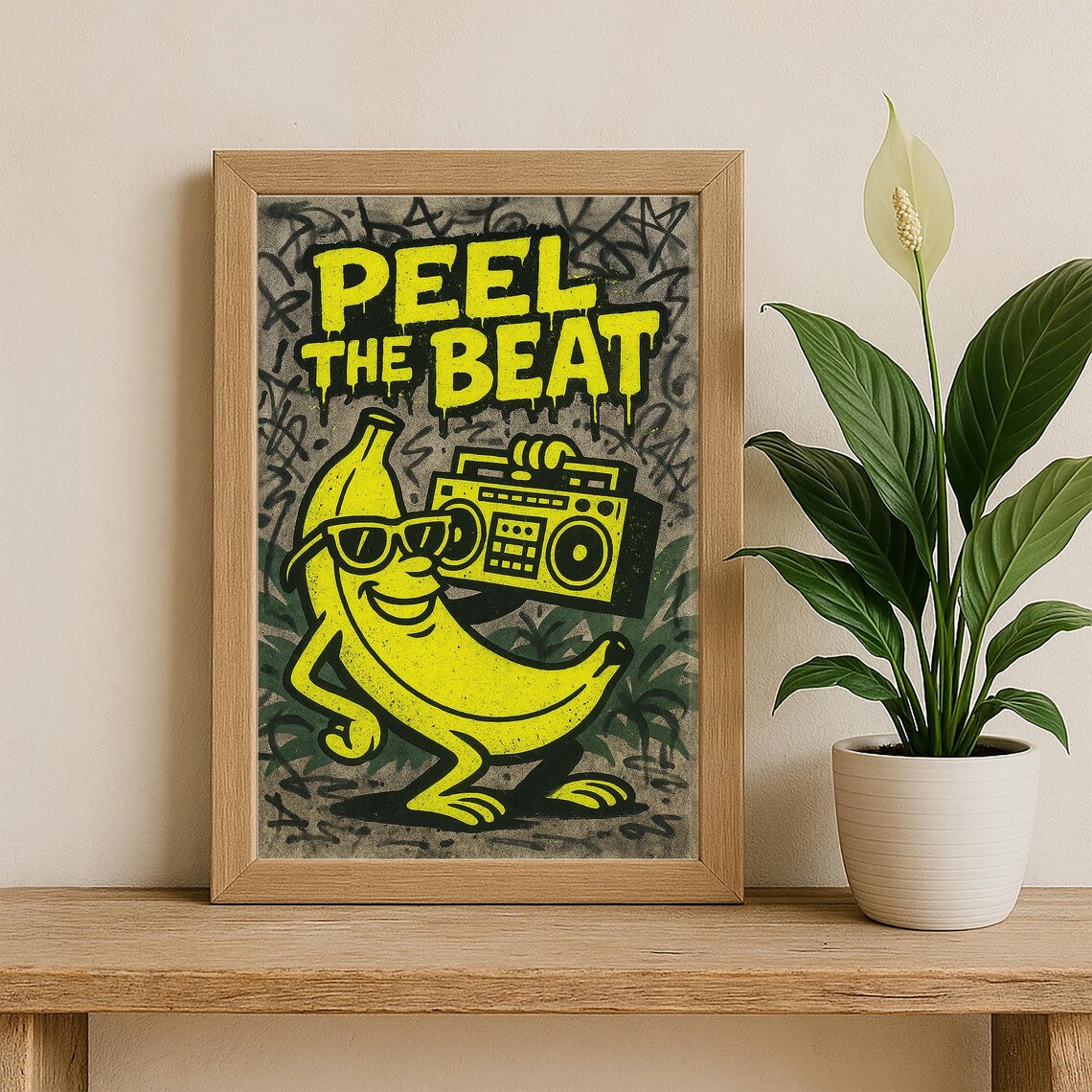 Peel the Beat Graffiti Banana Boombox Funny Hip Hop Music Poster - Image 2