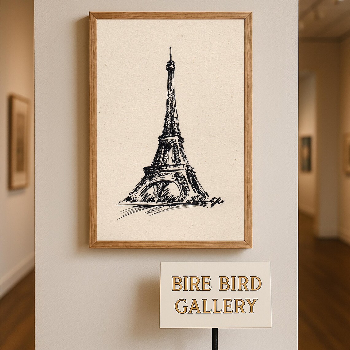 Eiffel Tower Ink Sketch Paris Line Art Minimalist Travel Poster