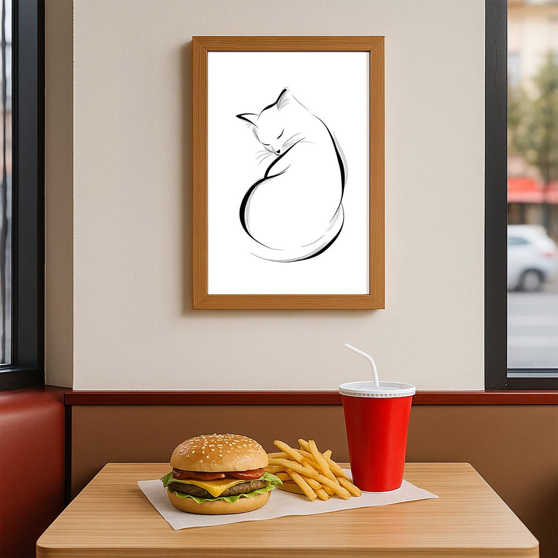 Sleeping Cat Single Line Drawing Minimalist Outline Art Poster - Image 3