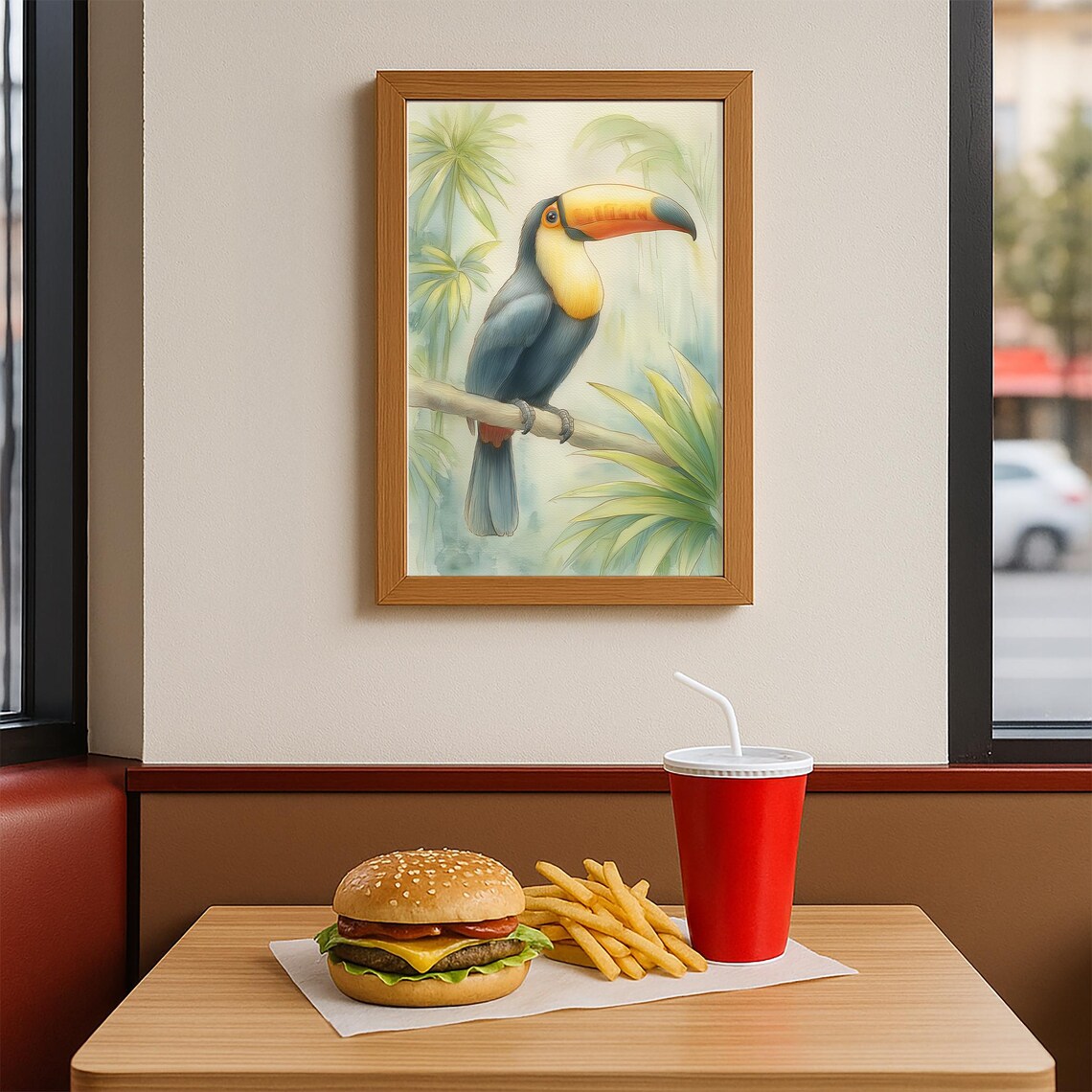 Tropical Toucan Watercolor Jungle Bird Perched Branch Poster - Image 4