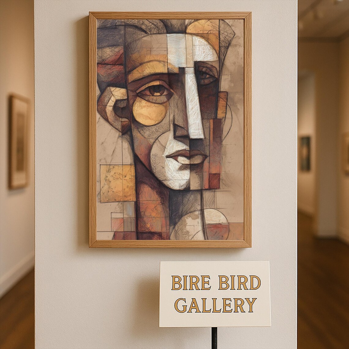 Cubist Abstract Male Portrait Wall Art Geometric Line Drawing Face Poster Modern Minimalist Decor