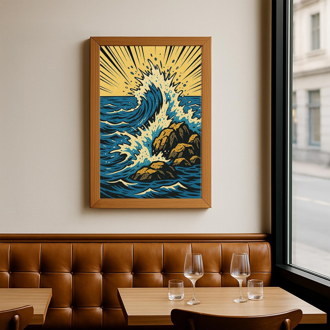 Retro Pop Art Ocean Wave, Vintage Coastal Splash - Image 2