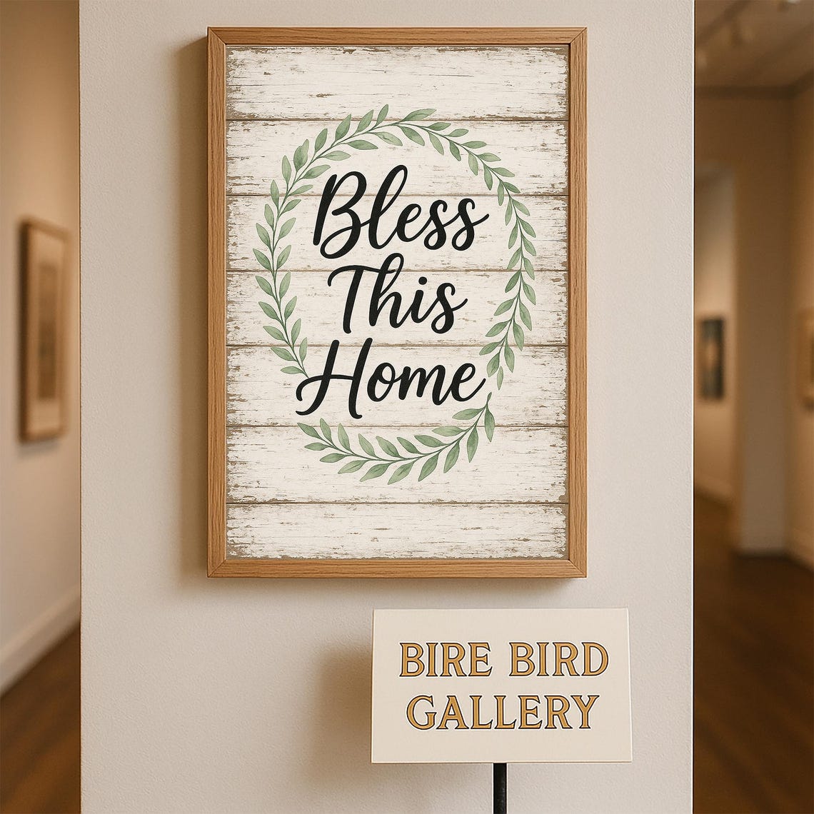 Bless This Home Rustic Farmhouse Quote Sign With Greenery Poster