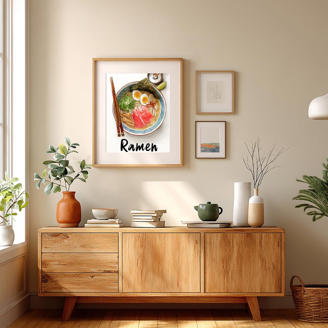 Ramen Bowl Overhead Illustration Chopsticks Egg Noodles Print - Image 5