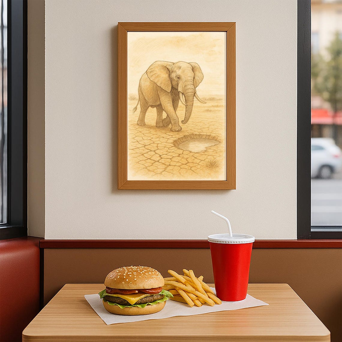 African Elephant Walking Toward Water in Dry Savannah Poster - Image 3