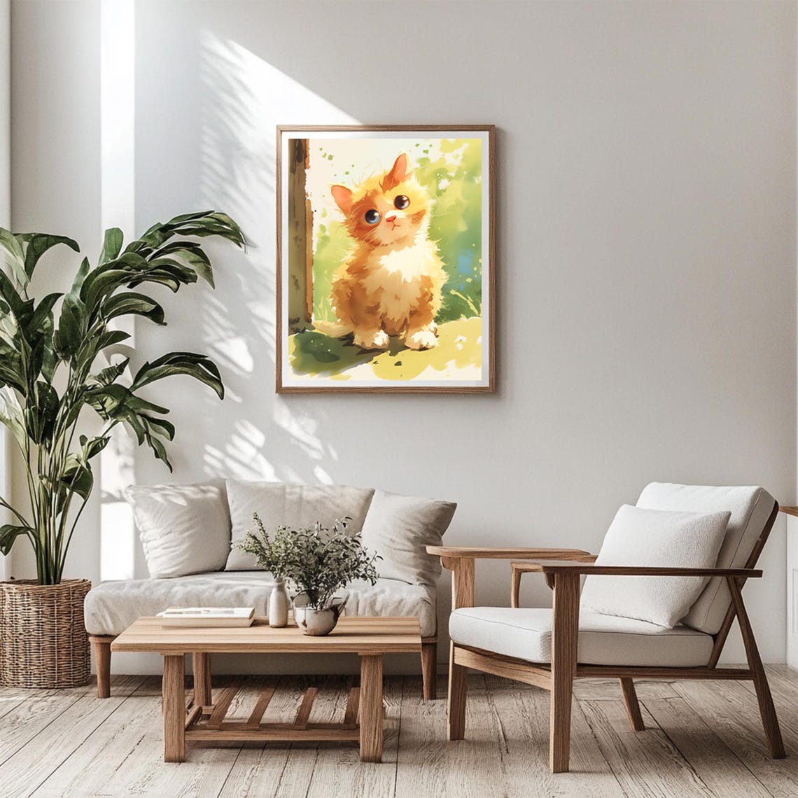 Cute Orange Kitten Watercolor Fluffy Cat Nursery Decor Poster - Image 6