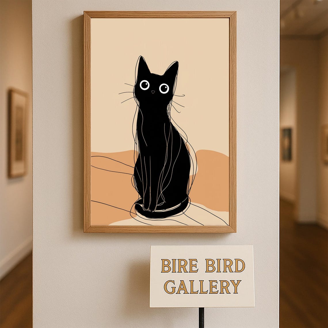 Minimalist Black Cat Line Art Modern Boho Pet Illustration Cute Feline Wall Decor For Lovers And Contemporary Homes