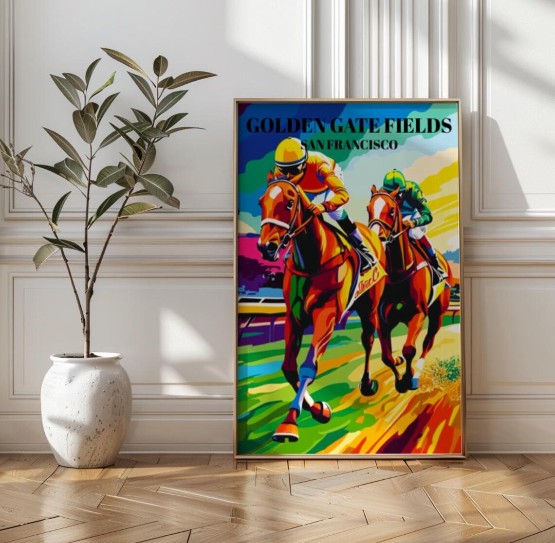 Golden Gate Fields Horse Racing Poster San Francisco Jockey Pop Art