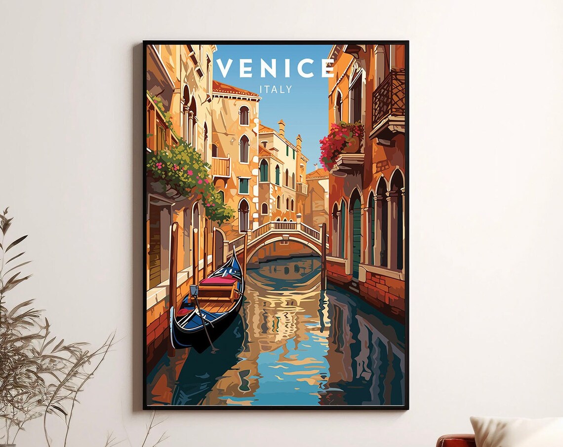 Venice Travel Poster, Minimalist Italy Art