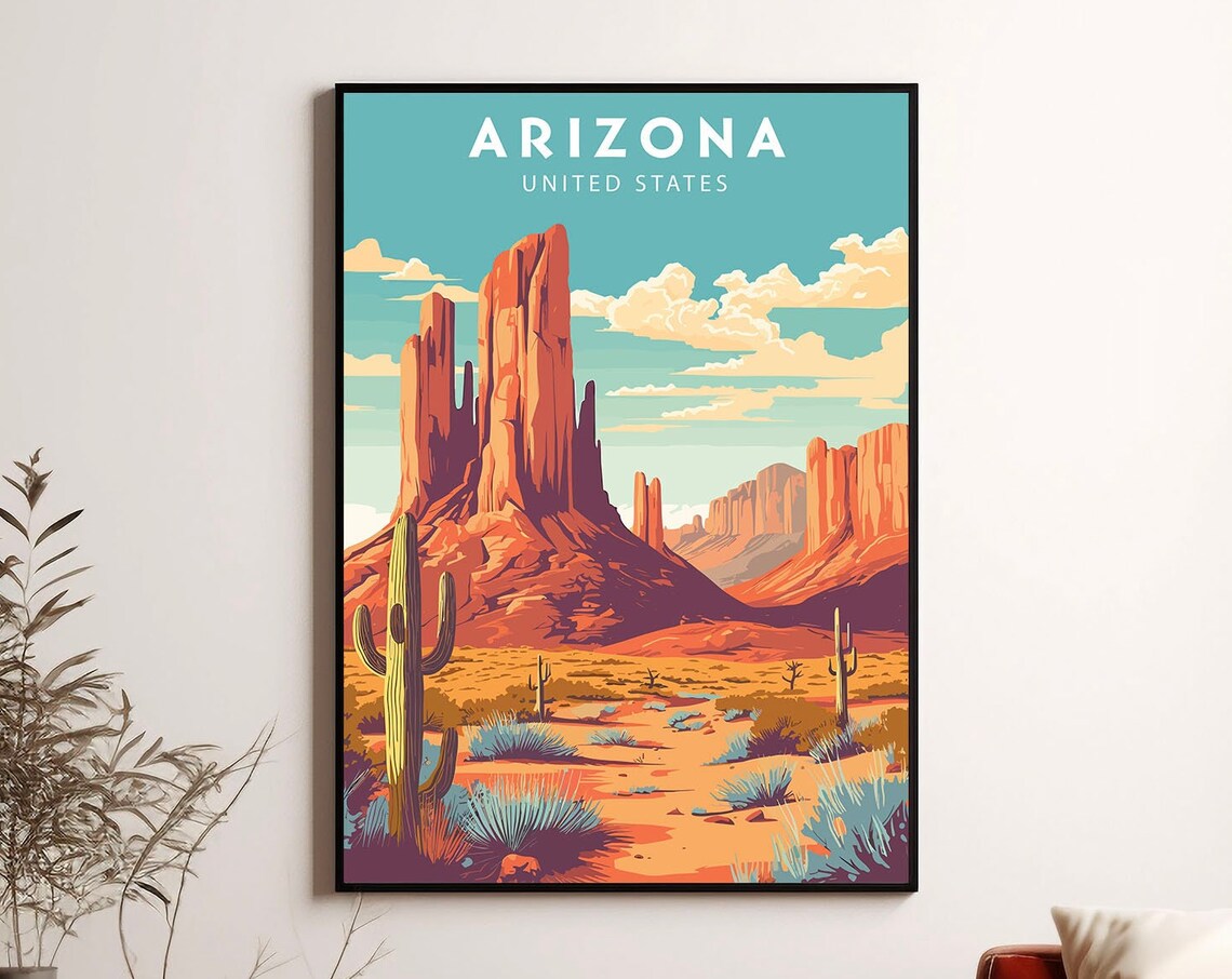 Arizona Travel Poster, Minimalist United States Art - Image 3