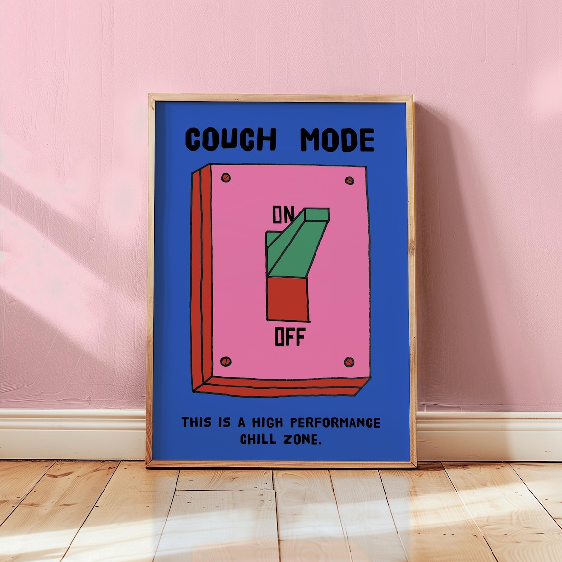 Couch Mode On Retro Poster, Living Room Decor