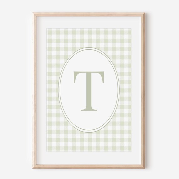 Gender Neutral Nursery Gingham Wall Decor Custom Baby Bedroom Art Sage Green Boho Print Child Idea