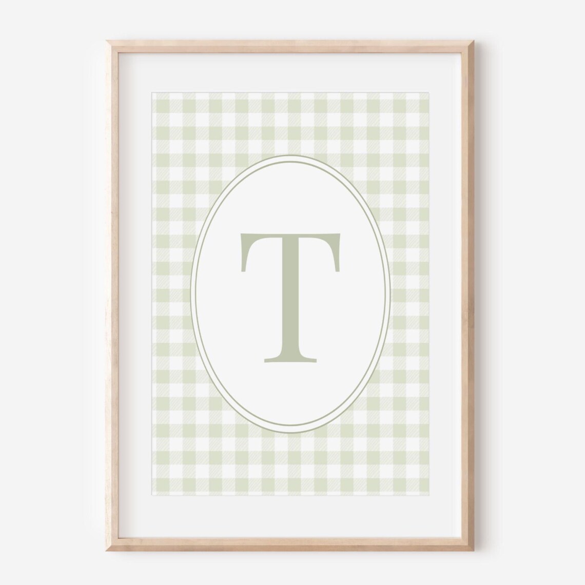 Gender Neutral Nursery Gingham Wall Decor Custom Baby Bedroom Art Sage Green Boho Print Child Idea