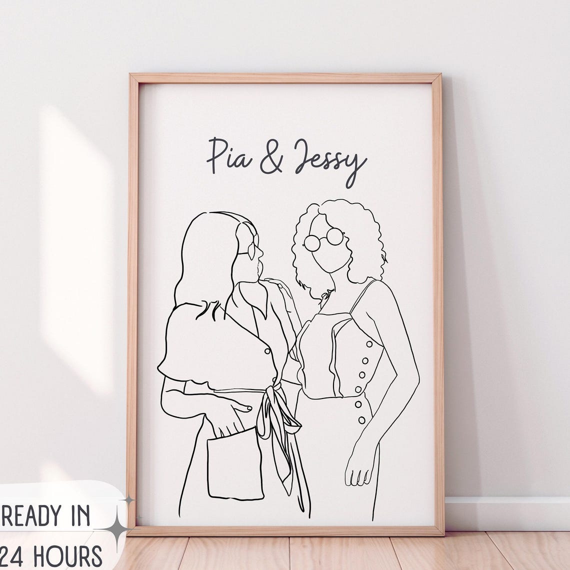Custom Family Portrait Minimalist Line Art Art Print