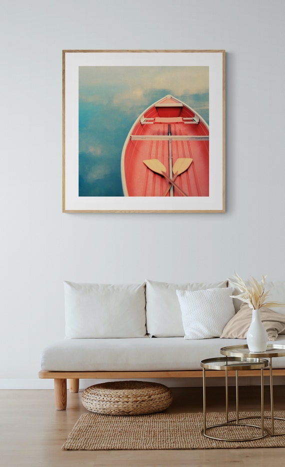 Orange Boat Beach Photograph, Michigan Art