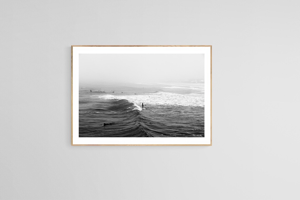 Surfer Photograph Into The Fog, Coastal Wall Art