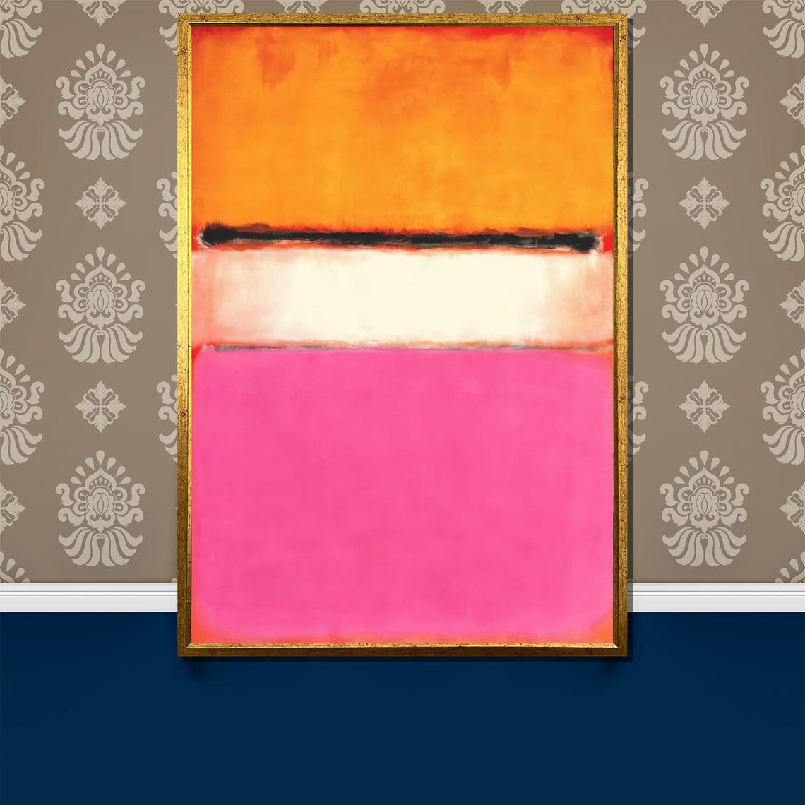 Rothko-Style Bright Pink Orange Soft Block Color-Field Art Poster