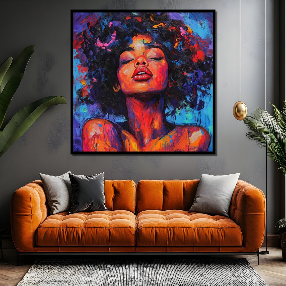 Colorful Expressionist Portrait of Afro Woman Art Wall Poster - Image 4