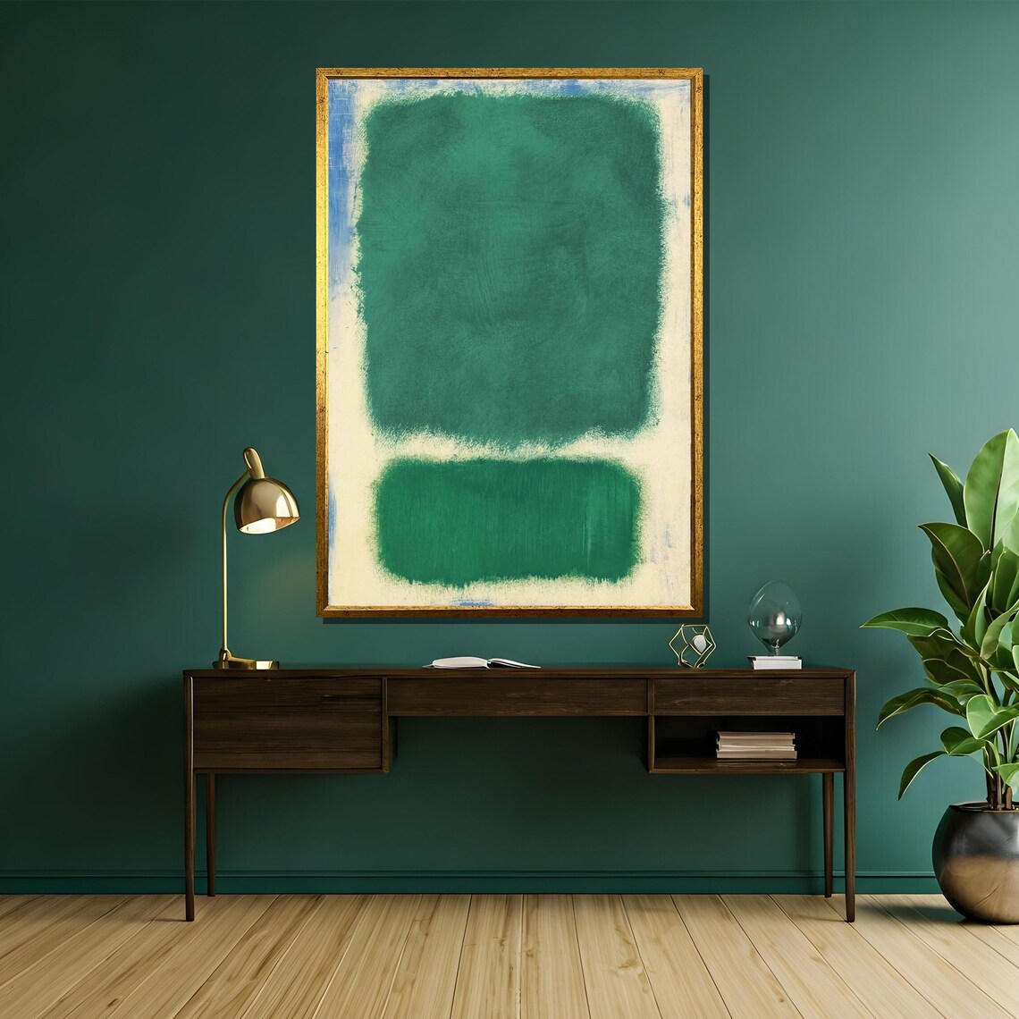 Mark Rothko Lush Green On Cream Abstract Expressionist Art - Image 5
