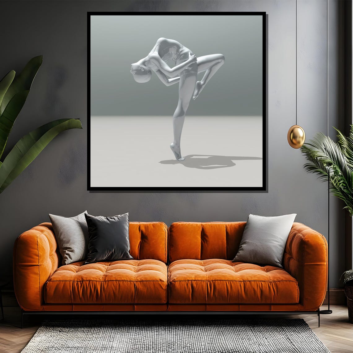 Minimalist White Ballerina Sculpture Bending Pose Wall Poster - Image 4